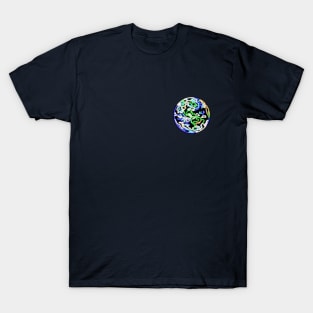 Electric Solar System Neon Earth Top Left T-Shirt